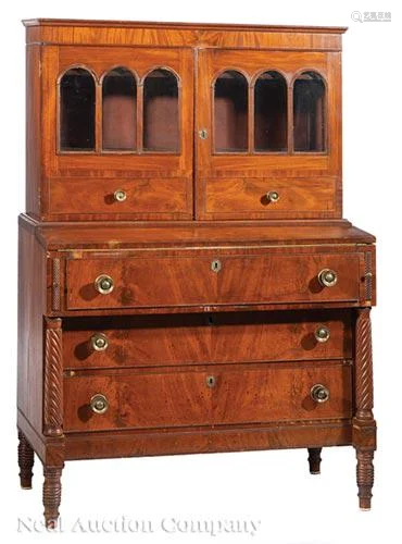 Federal Carved Mahogany Secretary Desk