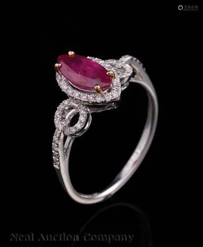 18 kt. White Gold, Ruby and Diamond Ring