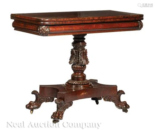 American Classical Carved Mahogany Games Table