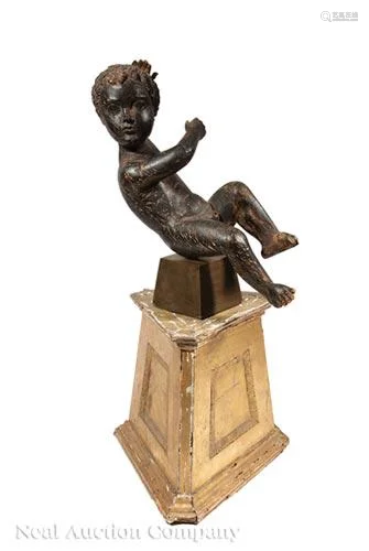 Carved Spanish Colonial Infant on Giltwood Stand