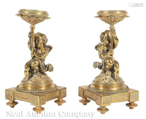 Napoleon III Polished Bronze Figural Candlestands