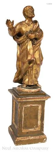 Antique Giltwood Figure of St. Peter Holding