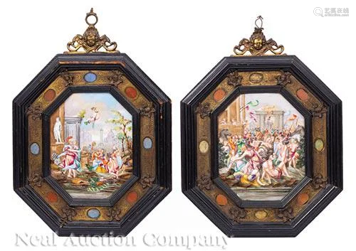 Pair of Capodimonte Porcelain Plaques