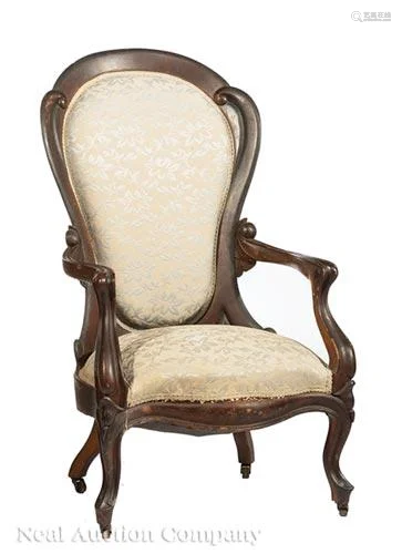 Carved and Laminated Rosewood Armchair, Belter