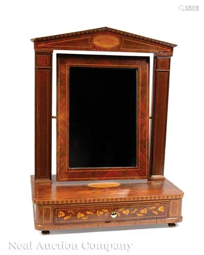 Neoclassical Marquetry and Walnut Dressing Mirror