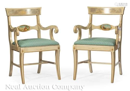 Crème Peinte and Gilt Dining Chairs