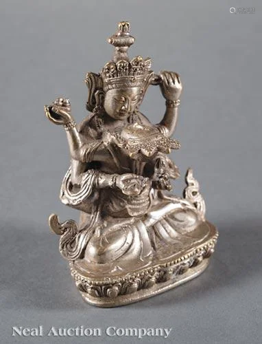 Tibetan Silvered Bronze Yabyum Group