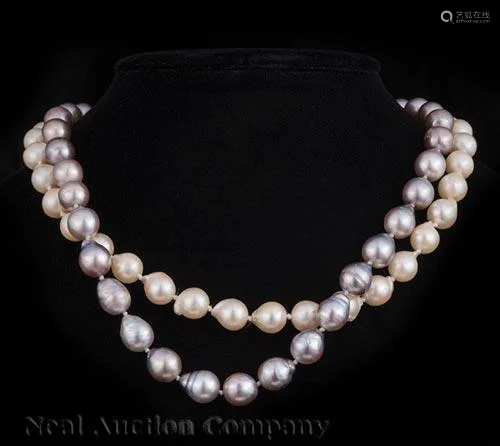 Necklace Grey & White Baroque Pearls