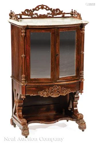 American Carved Rosewood Music Cabinet