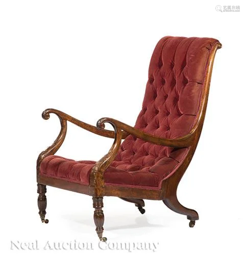 Regency Carved Mahogany Library Chair