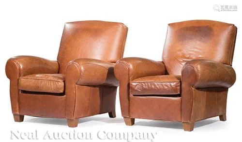 Pair of Art Deco-Style Leather Armchairs