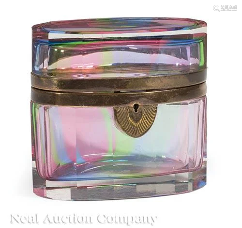 French Brass-Mounted Rainbow Glass Dresser Box