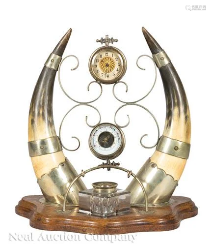 Antique American Horn-Mounted Desk Compendium