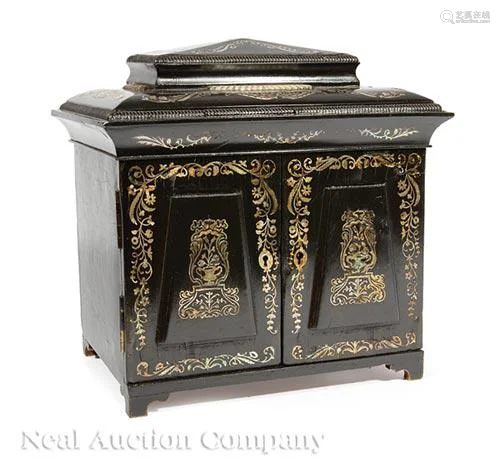 Ebonized and Mother-of-Pearl Inlaid Coffer