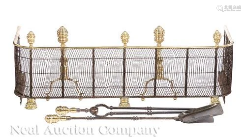 American Brass and Iron Fireplace Garniture