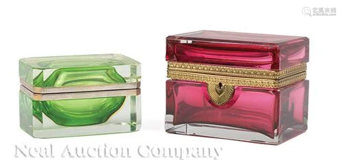 Two French Brass-Mounted Glass Dresser Boxes