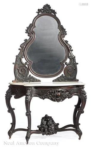 American Rococo Carved Rosewood Duchesse