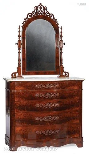 American Rococo Carved Mahogany Dressing Chest