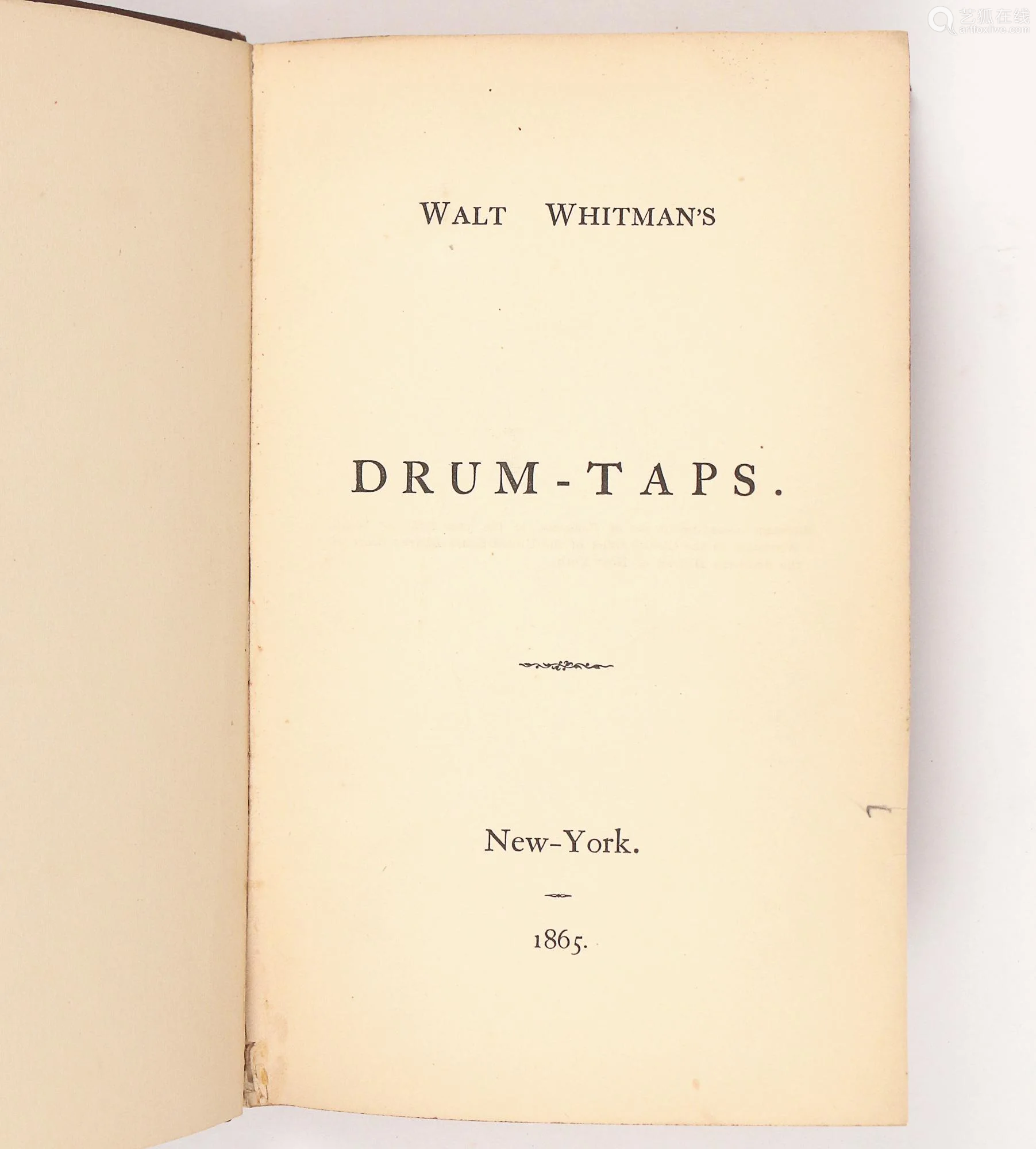 WALT WHITMAN FIRST EDITION, DRUM TAPS－【Deal Price Picture】