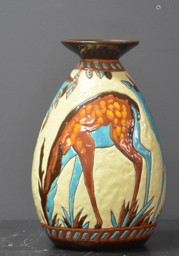 Boch Keramis Catteau vase in enamels decorated with