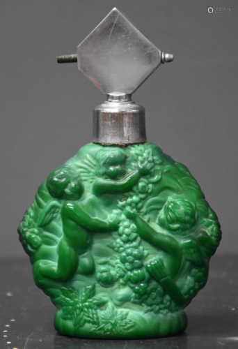 Hoffman pressed glass perfume bottle. Ht 15 cm.