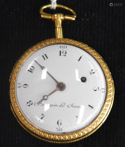 18th century gold pocket watch. Signed. Ã˜ 6 cm.