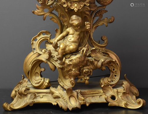 Nineteenth century rococo style gilt bronze clock. 57