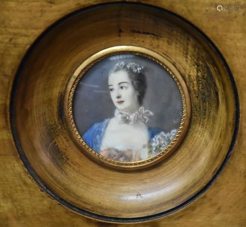 Miniature XIX th century, presumed portrait of Madame