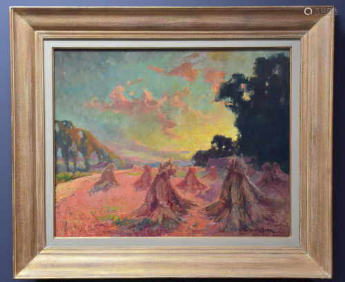 Jean Stevan (1896 - 1962). Haystack at dusk. 60 x 50