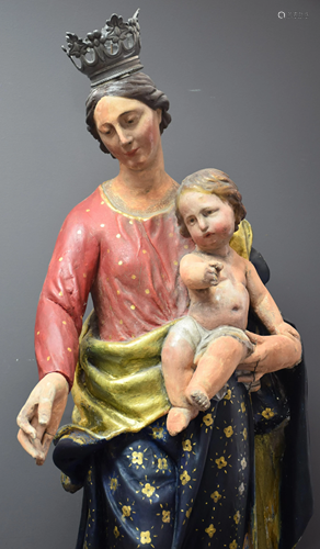 Madonna and Child, polychrome wood. 18th century Italy.