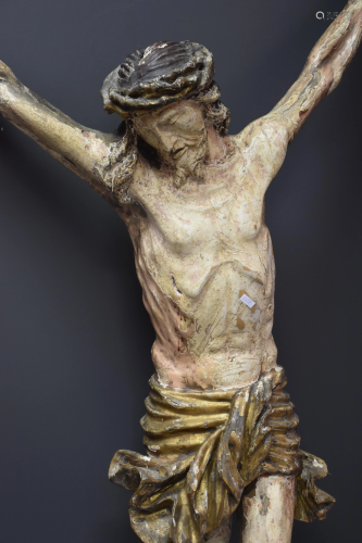Important 17th century Christ in carved and polychrome
