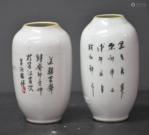 2 Chinese porcelain vases circa 1900 animated