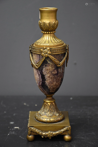 Small urn also forming a candlestick in Fluor Spar and