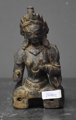 Fragment of a deity in carved wood. Ht 16 cm. Tibet