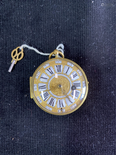 Onion to rooster pocket watch and gold case signed Jean