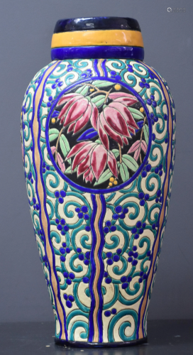 1 stylized Boch Keramis vase. D2809. Ht 43 cm.