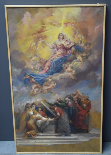 Lot of 4 religious paintings mid-twentieth century.