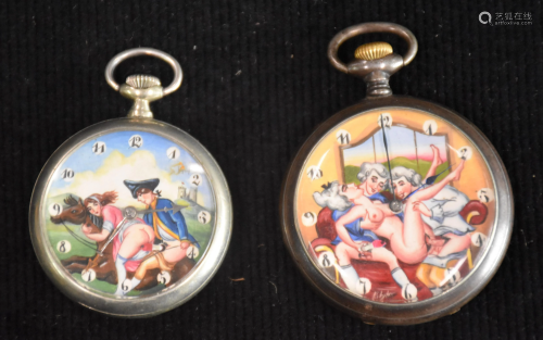Lot of 2 erotic watches. (one works).