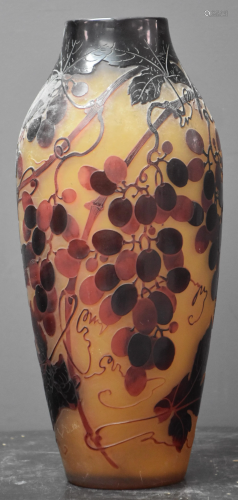 D'Argental. Baluster vase cleared with acid decorated