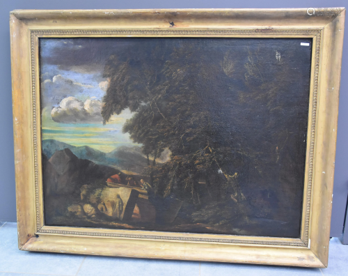 Oil on canvas 18th century, imaginary landscape