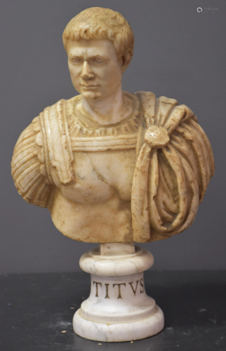 Bust of Titus, Roman Emperor. 17th century marble work.