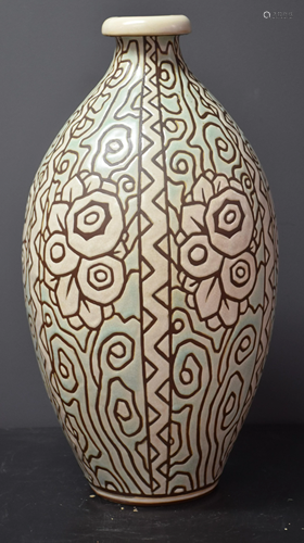 Charles Catteau. Stylized stoneware vase from the Boch