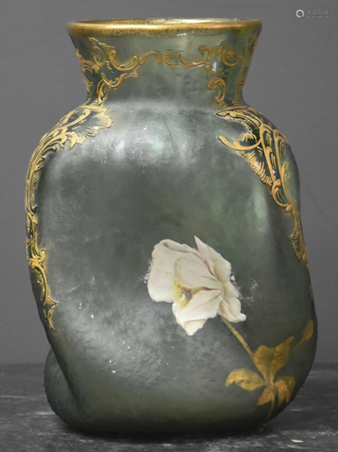 Montjoye. Art Nouveau vase with gilded enamel