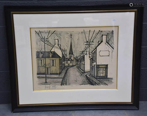 Bernard Buffet (1928 - 1999). Lithograph village scene