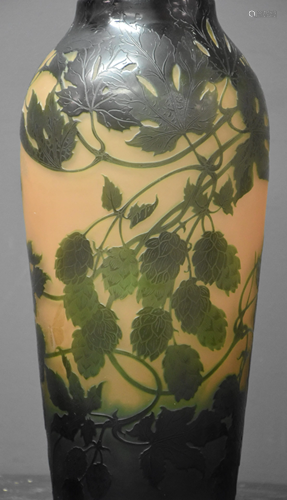 D'Argental. Baluster vase decorated with foliage and