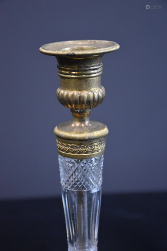 Pair of small XIXth century Empire style candlesticks,