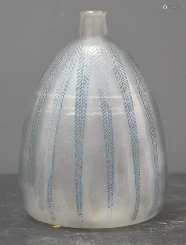 Lalique, Molded glass vase. Mimosa model.