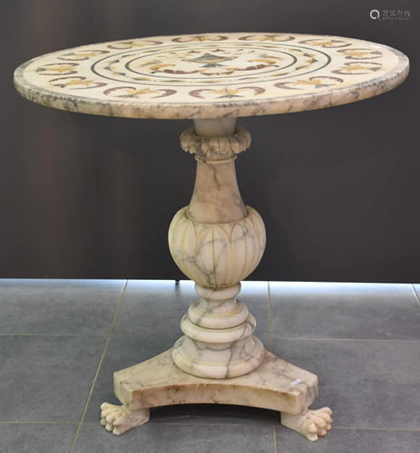 Italian 19th century pedestal table with alabaster base