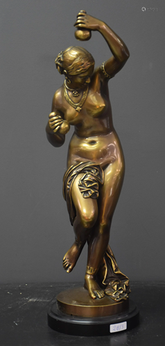 James Pradier (1790 - 1852). Bronze nude dancer with