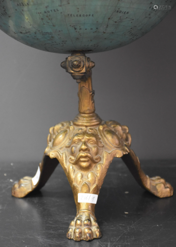Celestial globe XIX th century, tripod foot in cast